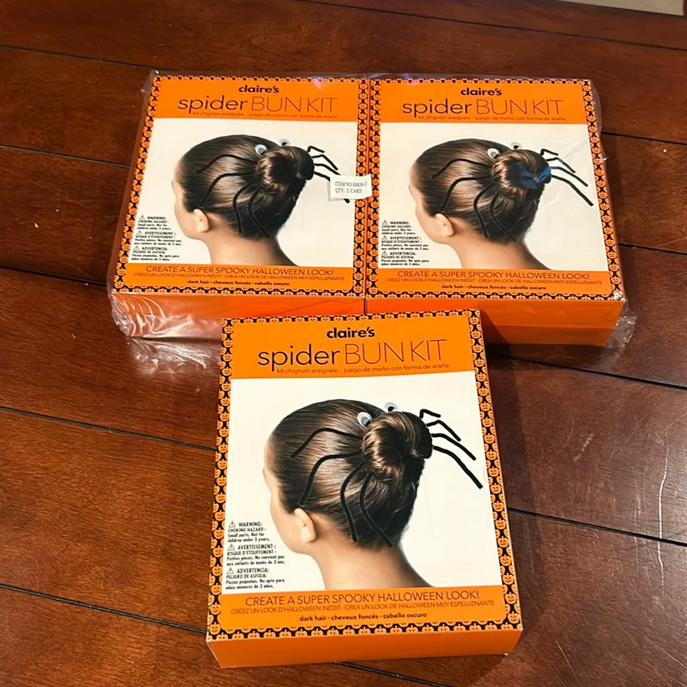 New Claire’s 3 Sets Halloween Spider Bun Kit Create super spooky Halloween Look